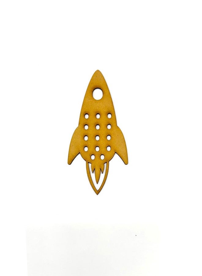 Curious Button Wood Lacing Toy Learning Sewing, Learning kit for Kids Sewing 1 pcs, Wooden Lacing, Threading Activity Puzzles, Learning Fine Motor Skill Travel Toy (Rocket) - Image 1